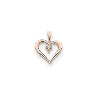 14k Rose Gold Polished Diamond Love Heart Pendant Necklace Jewelry for Women