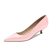 Colored Pattern Women's Pointed Toe Patent Leather Slip On Low Kitten Heel Office Party Dress Shoes 3.5 CM
