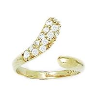 14k Yellow Gold CZ Cubic Zirconia Simulated Diamond Top Adjustable Snake Shape Body Jewelry Toe Ring Jewelry for Women
