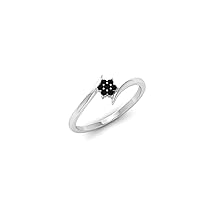 0.20 CT Black Diamond White Gold Ring, 14K Gold Dainty Ring, Solid Gold Fine Ring, Delicate Thin Ring, Black Onyx Minimalist Flower Engagement Ring