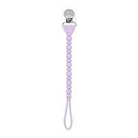 Itzy Ritzy Silicone Pacifier Clip; 100% Food Grade Silicone Pacifier Strap with Clip Keeps Pacifiers, Teethers & Small Toys in Place; Features One-Piece Design & Silicone Cord (Purple)