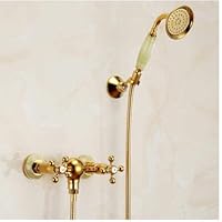 Faucets, Brass and Jade Bathroom Shower Set Wall Mounted Bathroom Bathtub Tap/Green