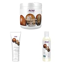 Bundle of NOW Solutions, Shea Butter, Skin Emollient, 7-Ounce + NOW Solutions, Shea Butter Lotion, 4-Ounce + NOW Solutions, Shea Nut Oil, Multi-Purpose Intense Moisturizing Oil for Skin, 4-Ounce