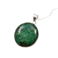 925 Sterling Silver Genuine Oval Green Agate Gemstone Pendant With Chain Jewelry Delicate Everyday Pendant Gift