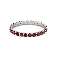 Natural Ruby With Garnet Round 2.50 MM Eternity 925 Sterling Silver Women Stacking Ring Jewelry