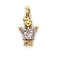 14k Two Tone Gold Round Boy Pendant Necklace Jewelry for Women