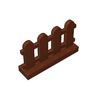 Gobricks GDS-1177 Fence 1 x 4 x 2 Paled (Picket) Compatible with Lego 33303 Children's Toys Assembles Building Blocks Technical (192 Reddish Brown(081),20 PCS)