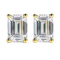 Emerald Lab Grown Diamond Stud Earrings - 14k Solid Gold - 0.50ct To 6ct VS2-SI1 E-F Wooden Gift Box