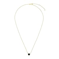14k Yellow Gold 6mm Round Simulated Onyx Necklace With Extender 17 Inch Jewelry for Women