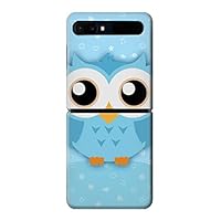 R3029 Cute Blue Owl Case Cover for Samsung Galaxy Z Flip 5G