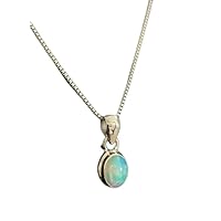 Handmade 925 Sterling Silver Natural Ethiopion Opal Pendant Gift Jewelry