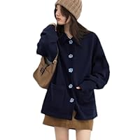 Women's Cardigan Vintage Flower Button Polo Knitted Sweaters Loose Jumpers Female Coat Girl Spring Autumn
