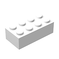 Classic Brick Block Bulk, White Bricks 2x4, Building Bricks Flat 100 Piece, Compatible with Lego Parts and Pieces: 2x4 White Bricks(Color:White)