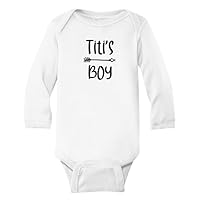 Titi's Boy Customizable Colored Baby Bodysuit, Baby Shower Present, Infant Gender Reveal Gift, New Nephew Clothes (12M, Long Sleeve, White)