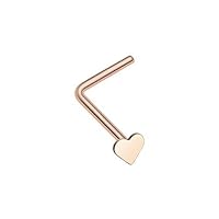 WildKlass Jewelry Rose Gold Heart L-Shaped Nose Ring