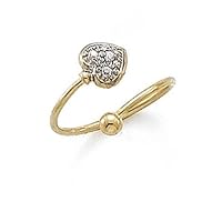 14k Two Tone Gold Diamond Love Heart Ball Toe Ring Jewelry for Women