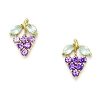 14k Yellow Gold Purple CZ Cubic Zirconia Simulated Diamond Grapes Screw Back Earrings Measures 11x8mm Jewelry Gifts for Women