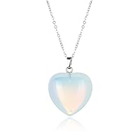 1pc You Are My Only Love Natural Large Heart Drop Pendant Gemstone Necklace Healing Crystal Stone Quartz 18 Inch Hypoallergenic Tarnish Resistant Women Jewellery