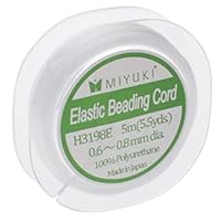 Miyuki Elastic Beading Cord 5m White - Approx 0.6mm to 0.8mm Used for DIY Jewelry Making, Arts and Craft, Crochet and Cloth Weaving