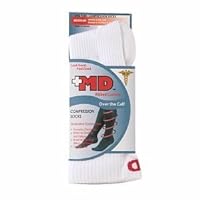 Ribbed Cotton Compression Socks with Cushion Soles, White, Medium