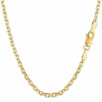 14k SOLID Yellow Gold 0.8MM-4.00MM Thick Shiny Diamond Cut Cable Link Chain Necklace for Pendants Charms with Lobster-Claw Clasp, REAL Gold Women’s Men's Jewelry (13