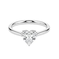 Kiara Gems 1.80 CT Heart Moissanite Engagement Ring Colorless Wedding Bridal Solitaire Halo Bazel Style Solid Sterling Silver 10K 14K 18K Solid Gold Promise Rings, Gift for Her