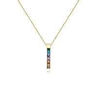 Necklaces for Women,Sterling silver necklace,Colored stone pendant,18k gold plating,gift box,for Teen Girls,Simple Jewelry
