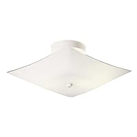 Design House 501338 Two-Light Square Frosted White Glass Semi-Flush Ceiling Mounted Light 11-inch, White