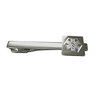 Silver Toned Etched Paramedic Star of Life Symbol Square Tie Clip