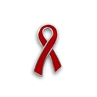 Fundraising For A Cause | Red Large Flat Ribbon Shaped Pin – Red Ribbon Pin for HIV/AIDS Awareness, Drug Prevention, Heart Disease, DUI Awareness and More – Fundraising & Awareness Pin