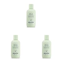 Pipette Baby Oil, Nurture, Moisturize Baby Skin, Vitamin E, Sensitive, Dry Skin, Fragrance Free with Renewable Plant-Derived Squalane, 4.5 fl oz (Pack of 3)