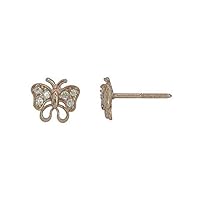 0.10 CT Round Cut Created Diamond Butterfly Stud Earrings 14k Yellow Gold Over