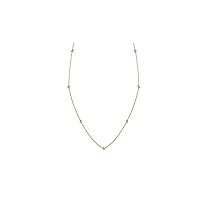 18k Two tone Gold Diamond Stations Necklace 20 Inch Measures 4mm Wide Jewelry for Women
