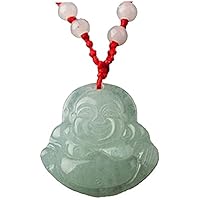 Chinese Feng Shui Jade Lucky Stone Pendant Necklace Silver Buddha Beads Necklace
