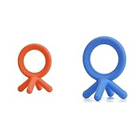 Baby Essential Bundle Silicone Baby Teether, Blue and Orange - BPA-Free, Soft, Easy to Hold