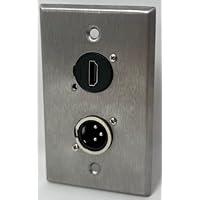 1 Port HDMI/1 Port XLR Male D Series Heavy Duty Pass Stainless Steel Wall Plate - HDMI Angled Exit