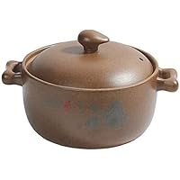 Clay Pot for Cooking Round Unglazed Ceramic Casserole with Lid, Handmade Clay Pot Casserole (Yellow 2.96Quart)