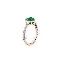1 CT Antique Heart Shaped Emerald Engagement Ring Art Deco Emerald Wedding Ring Solitaire Engagement Ring 14k Rose Gold Emerald Bridal Anniversary Ring