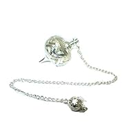 Jet Silver Cage Ball Pendulum Pointed Reiki Wiccan Free Booklet Jet International Crystal Therapy Healing Dowsing A++ Metaphysical Spiritual Image is JUST A Reference.