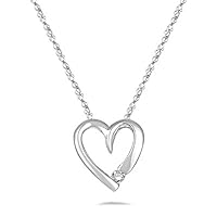 0.03 Cts Diamond Heart Pendant in 18K White Gold