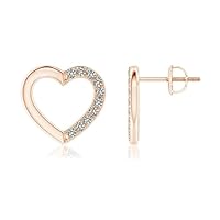 Indi Gold & Diamond Jewelry 0.20Ct Round Cut Created White Diamond Heart Shape Stud Earring 14k Rose Gold Finish 925 Sterling Silver