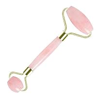Authentic Rose Quartz Roller Massager for Face and Neck: Sculpting, Slimming, Firming, Anti-Aging and Anti-Puffiness | Quality Welded Metal to Avoid Breakage Unlike Cheaper Models