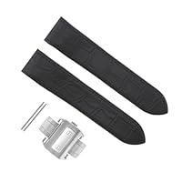 Ewatchparts COMPLETE 24.5MM LEATHER BAND STRAP GATOR COMPATIBLE WITH CARTIER SANTOS 100 CHRONO XL BLACK