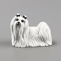 JJM Maltese Dog Pet Figure Canidae Animal Resin Artificial Model Canis Lupus familiaris Collector Gift for Adult (Black)