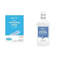 Amazon Basics 10 Day Teeth Whitening Strips Kit, 10 Treatments (Previously Solimo) & Whitening Anticavity Mouthwash, 16 Oz (Previously Solimo) (Shipped Separately)