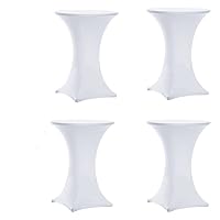 4 Pack Spandex Cocktail Table Covers White 30x42 Inch, Fitted Stretch Cocktail Tablecloth for Round Tables (4PC 30X42 White)