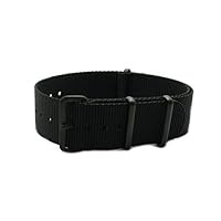 HNS 24mm Black Ballistic Nylon Watch Strap with PVD Stainless Steel Buckle NT111