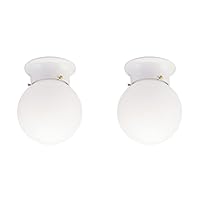 Westinghouse Lighting 6660700 Interior Ceiling Fixture 60 Watts, White Finish with Glass Globe (Pack of 2)