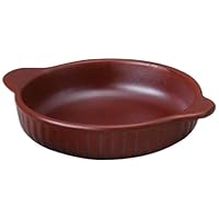 Set of 3 Gratin Dish, Iron Red Round Gratin, 8.4 x 6.7 x 1.6 inches (21.4 x 17 x 4 cm), Direct Fire, Western Tableware, Cafe, Restaurant, Coffee, Commercial Use, Hotel