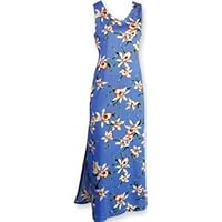 Star Orchid - Hawaiian Long Tank Dress in Periwinkle, Fuchsia, Black and Lavender